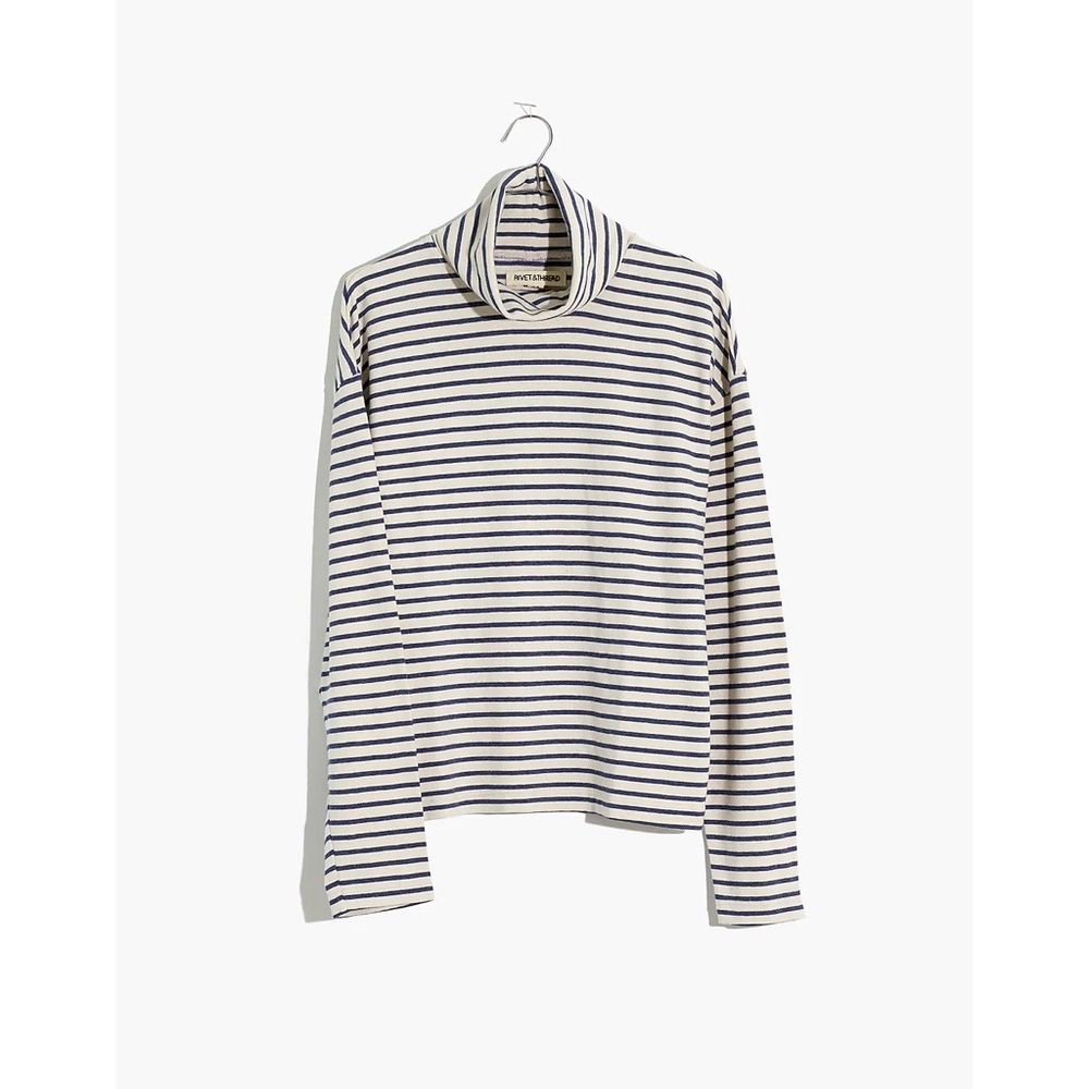 Madewell XS Rivet & Thread LA Crop Turtleneck: Striped Edition